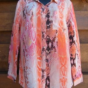 Orange Snake Print Blouse- Great for Fall/Halloween